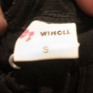Black WIHOLL Top w Drawstring Tie-up Neckline and Keyhole  Small
